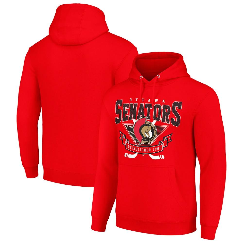 Men's Starter Ottawa Senators Team Logo Graphic Fleece Tri-Blend Pullover Hoodie
