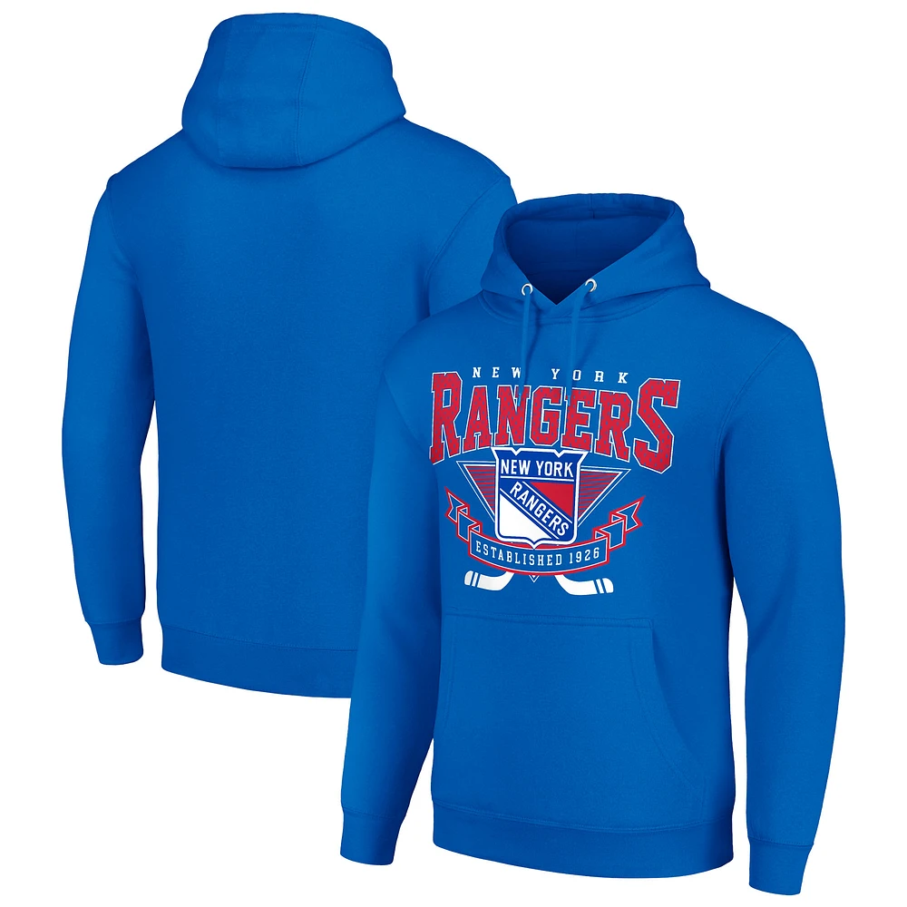 Men's Starter New York Rangers Team Logo Graphic Fleece Tri-Blend Pullover Hoodie