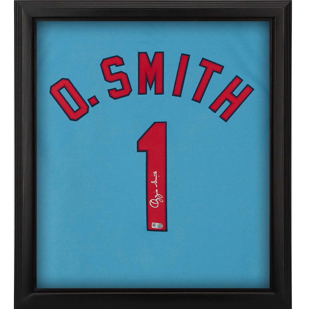 Ozzie Smith St. Louis Cardinals Autographed Framed Light Blue Mitchell & Ness Authentic Jersey Shadowbox