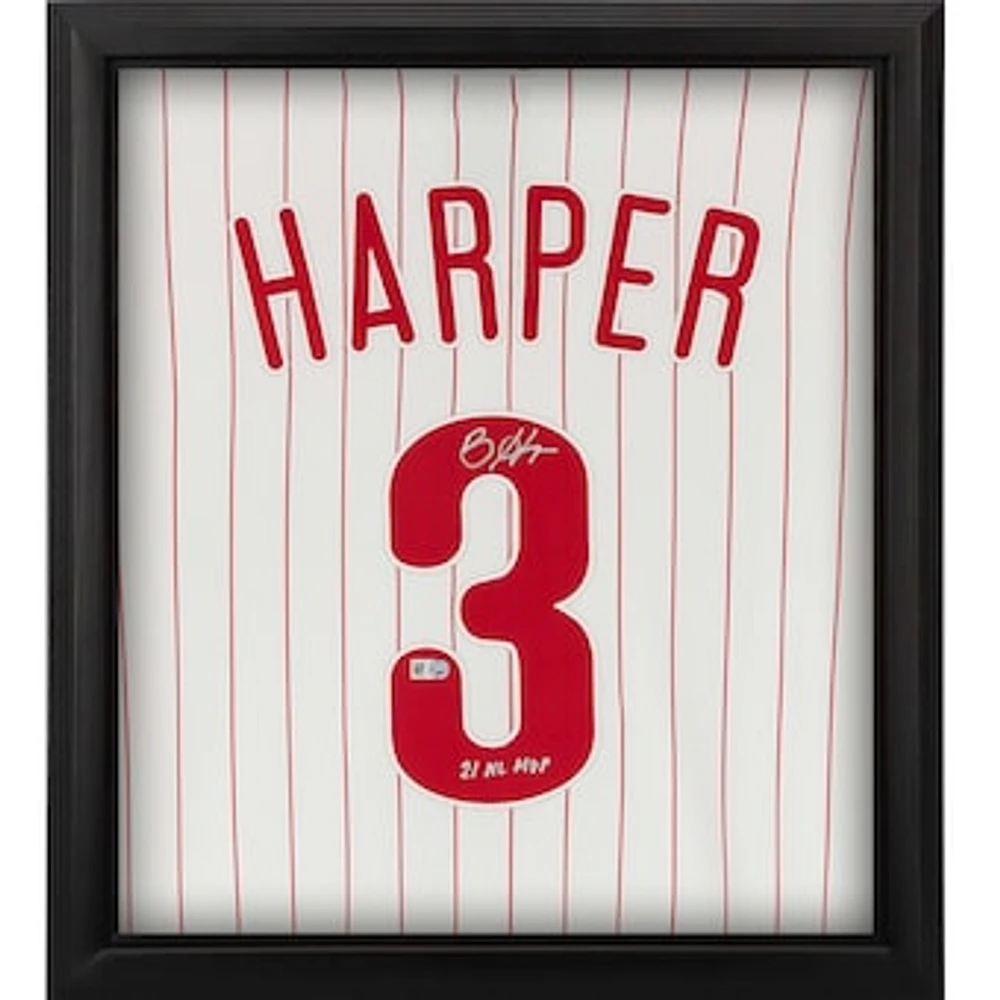 Bryce Harper Philadelphia Phillies Autographed Framed White Nike Authentic Jersey Shadowbox
