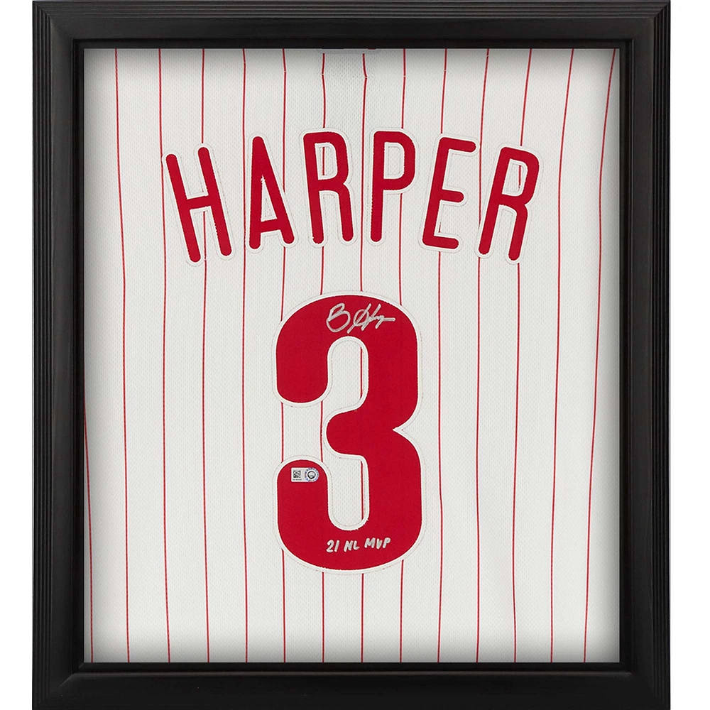 Bryce Harper Philadelphia Phillies Autographed Framed White Nike Authentic Jersey Shadowbox