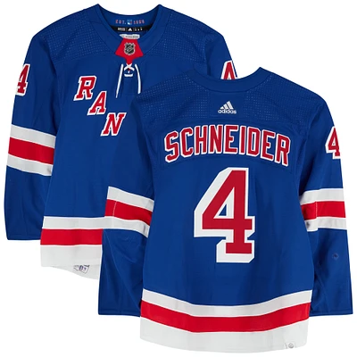 Braden Schneider New York Rangers Game-Used #4 Blue adidas Jersey Worn During the First Round of the 2024 Stanley Cup Playoffs vs. Washington Capitals