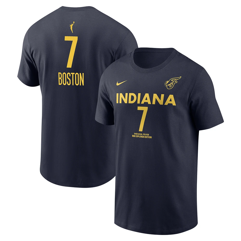 Unisex Nike Aliyah Boston Navy Indiana Fever Explorer Edition Name & Number T-Shirt