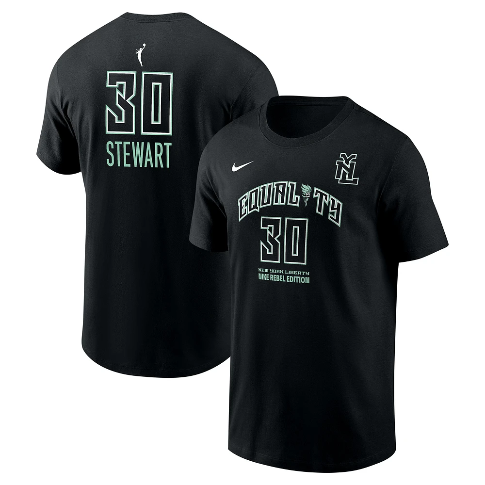 Unisex Nike Breanna Stewart Black New York Liberty Rebel Edition Name & Number T-Shirt