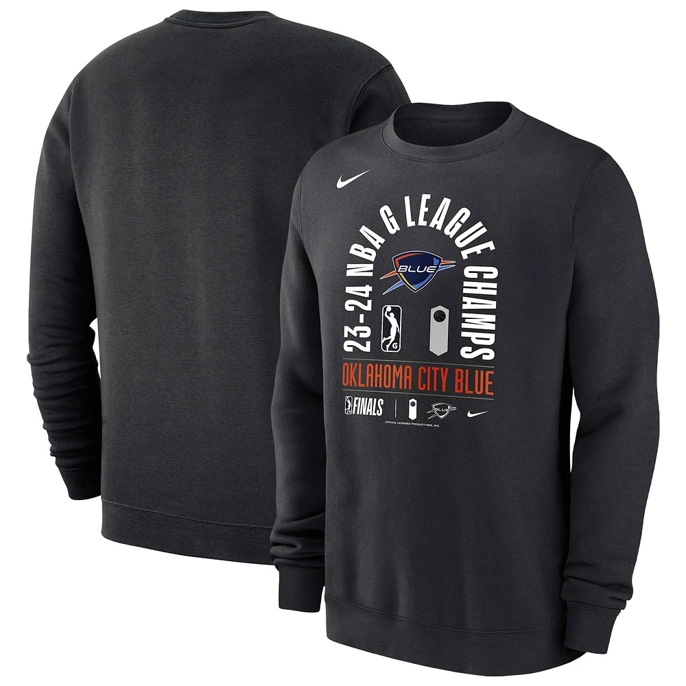 Men's Nike Black Oklahoma City Blue 2024 NBA G-League Champions Fleece Crewneck Pullover Sweatshirt