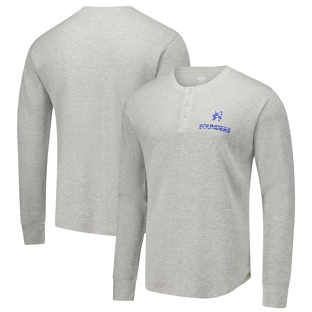 Men's Concepts Sport Gray Seattle Sounders FC Region Thermal Knit Henley Long Sleeve Top