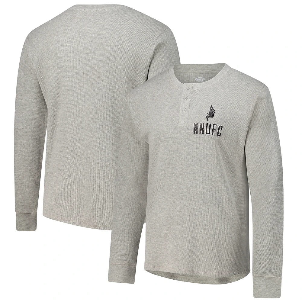 Men's Concepts Sport Gray Minnesota United FC Region Thermal Knit Henley Long Sleeve Top