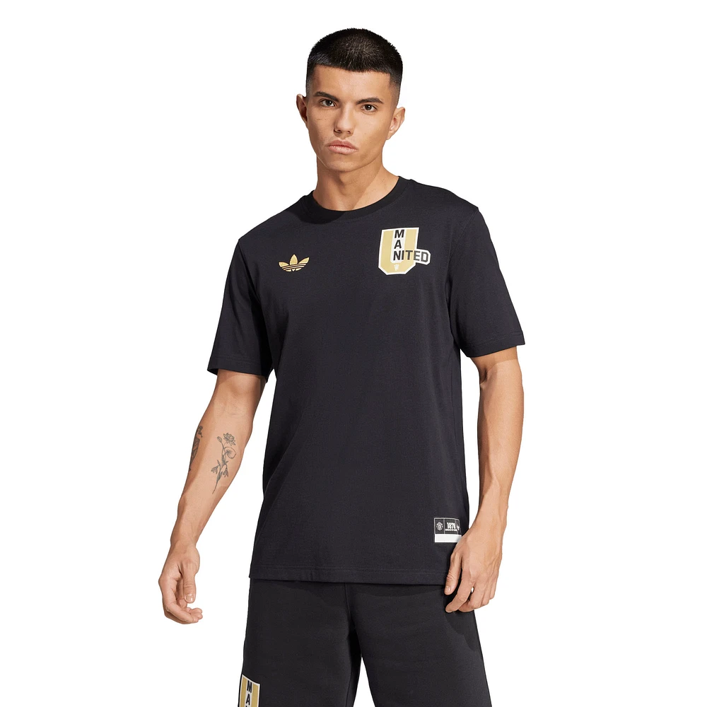 Men's adidas Originals Black Manchester United Varsity Pack T-Shirt