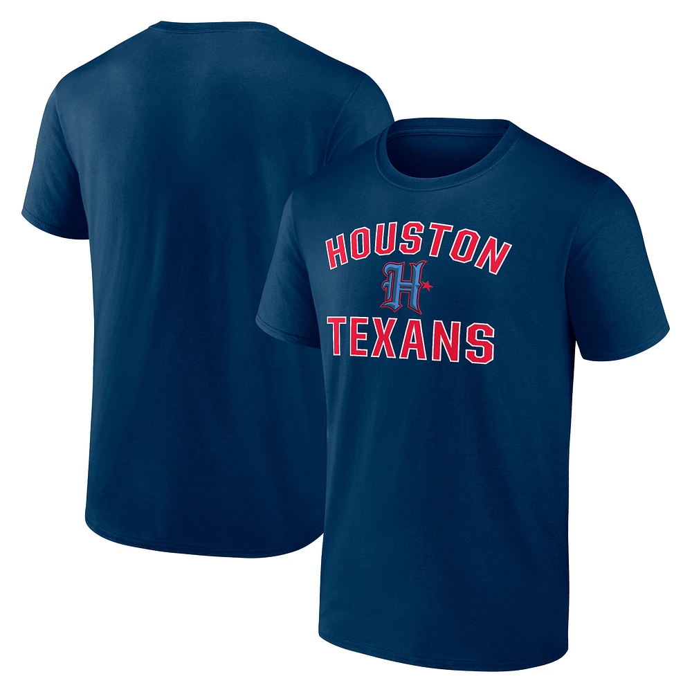 Men's Navy Houston Texans Secondary Logo Victory Arch T-Shirt