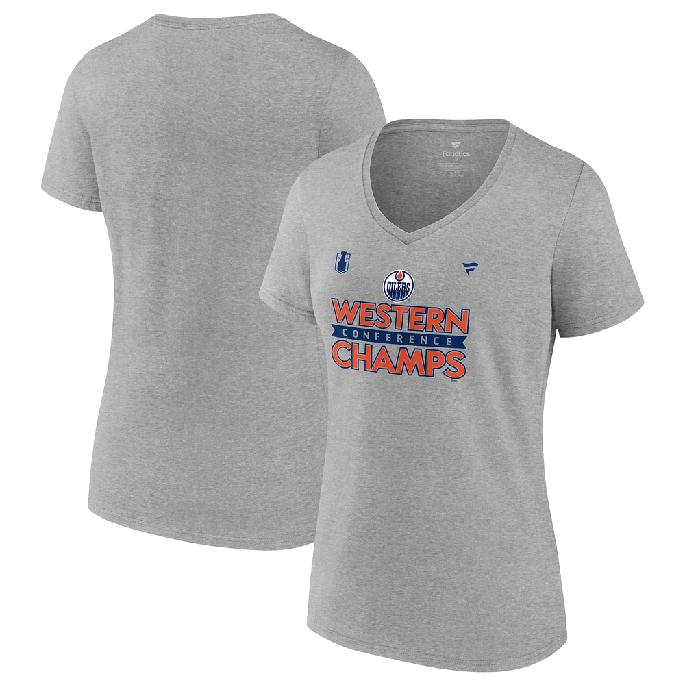Women's Steel Edmonton Oilers 2024 Western Conference Champions Locker Room V-Neck T-Shirt