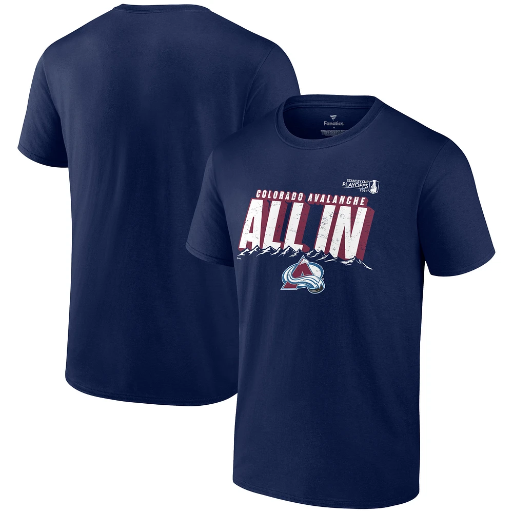 Men's Fanatics Navy Colorado Avalanche 2024 Stanley Cup Playoffs Slogan T-Shirt