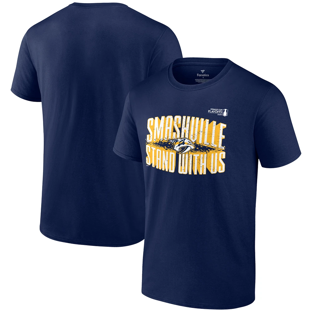 Men's Fanatics Navy Nashville Predators 2024 Stanley Cup Playoffs Slogan T-Shirt