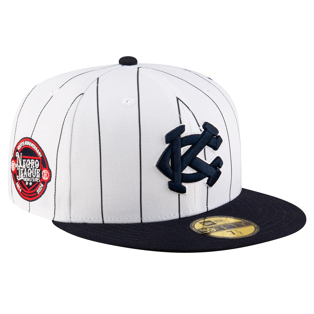Men's New Era White/Navy Kansas City Monarchs 2024 Turn Back The Clock 59FIFTY Fitted Hat