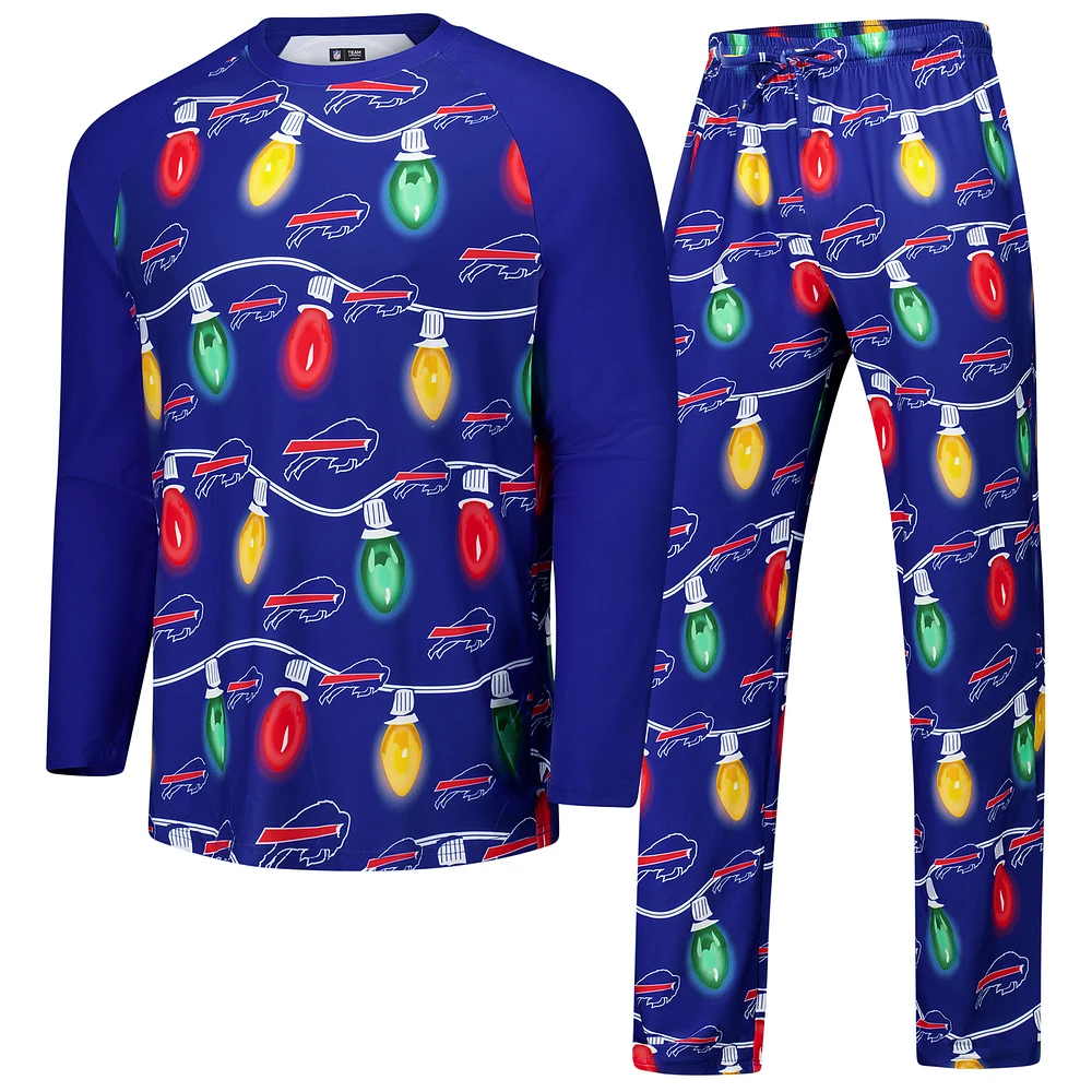 Men's Concepts Sport Royal Buffalo Bills Garland Knit Raglan Long Sleeve Top and Pants Set