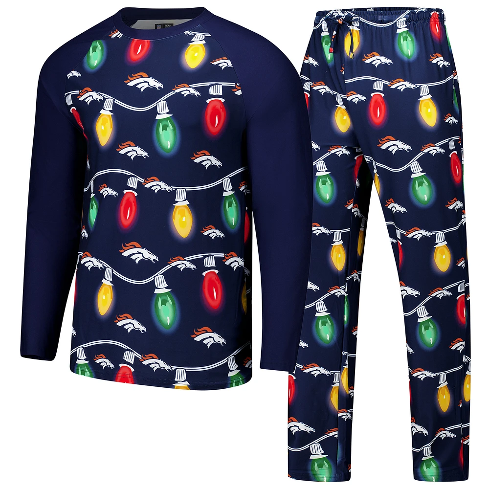 Men's Concepts Sport Navy Denver Broncos Garland Knit Raglan Long Sleeve Top & Pants Set