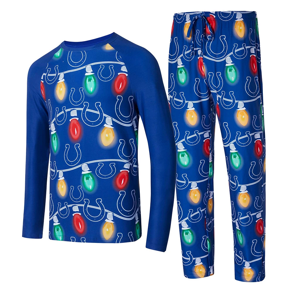 Men's Concepts Sport Royal Indianapolis Colts Garland Knit Raglan Long Sleeve Top and Pants Set