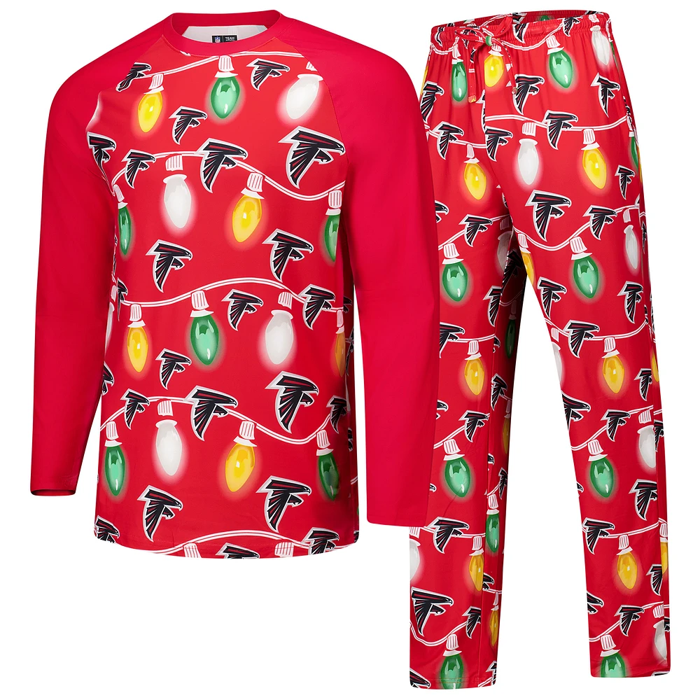 Men's Concepts Sport Red Atlanta Falcons Garland Knit Raglan Long Sleeve Top and Pants Set