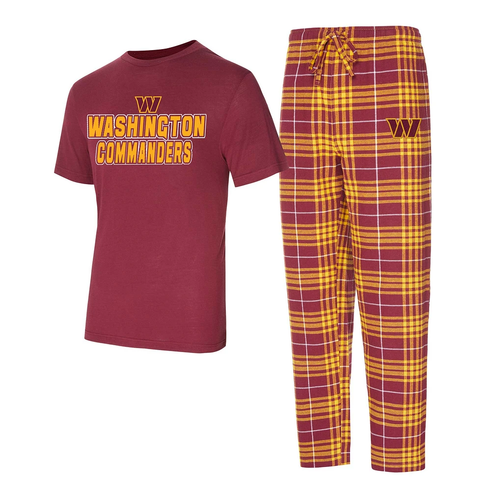 Men's Concepts Sport Burgundy/Gold Washington Commanders Vector Top & Flannel Pants Sleep Set