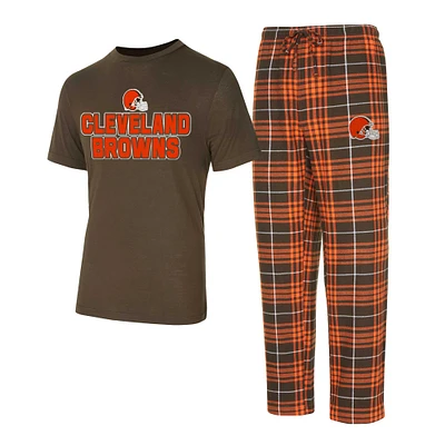 Men's Concepts Sport Brown/Orange Cleveland Browns Vector Top & Flannel Pants Sleep Set