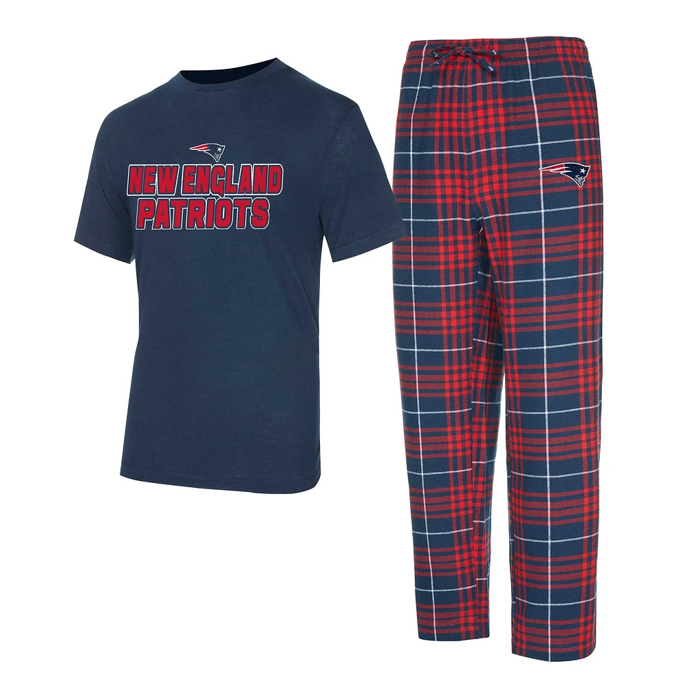 Men's Concepts Sport Navy/Red New England Patriots Vector Top & Flannel Pants Sleep Set