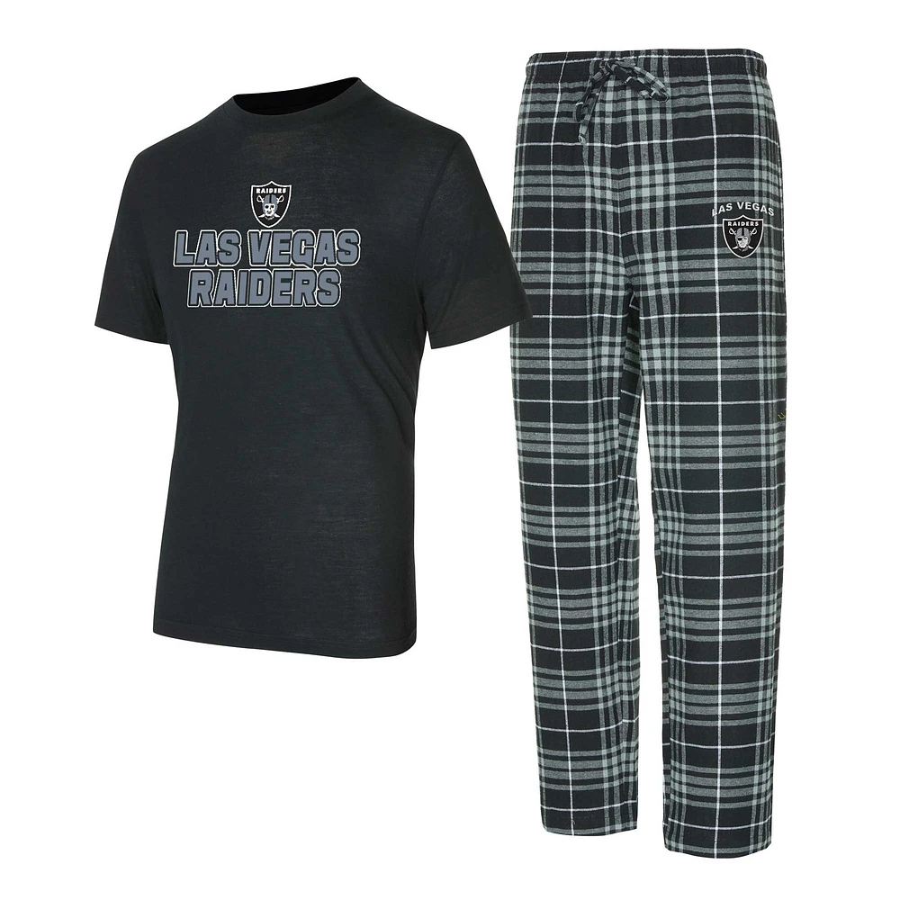 Men's Concepts Sport Black/Gray Las Vegas Raiders Vector Top & Flannel Pants Sleep Set