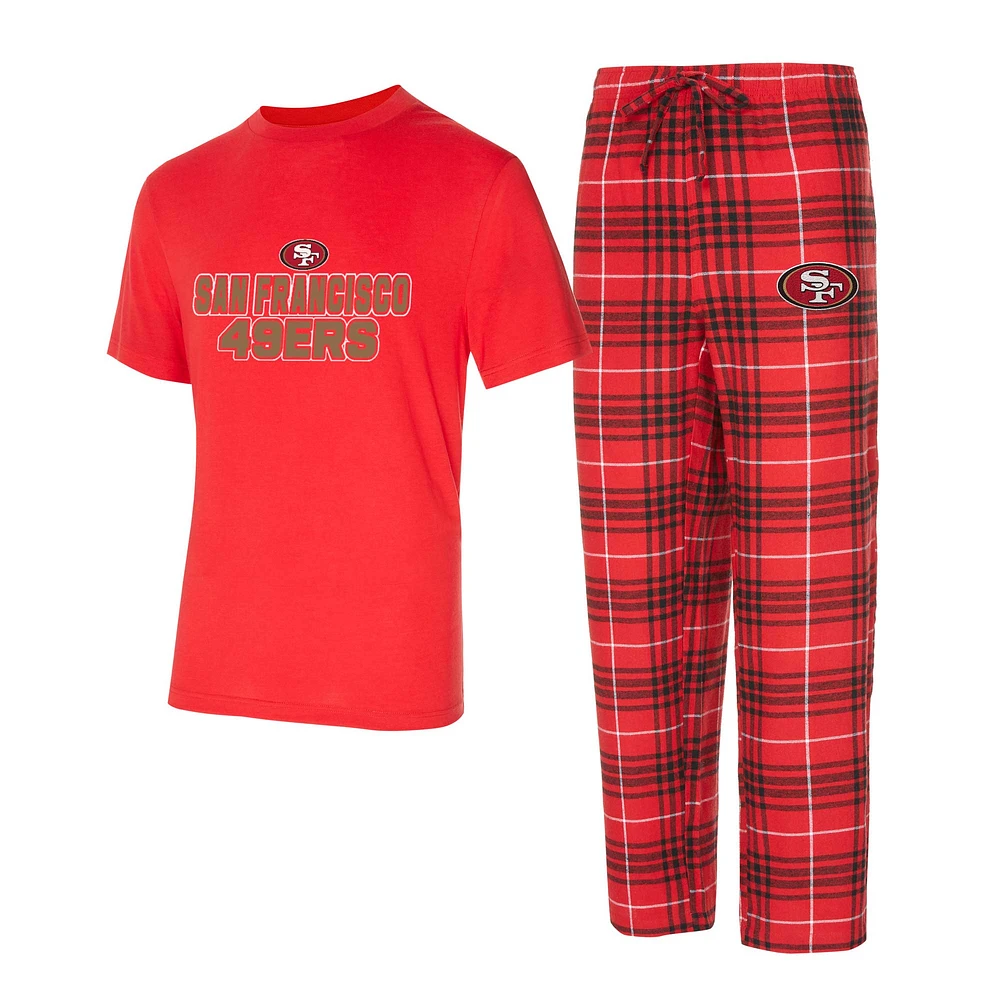 Men's Concepts Sport Scarlet/Black San Francisco 49ers Vector Top & Flannel Pants Sleep Set