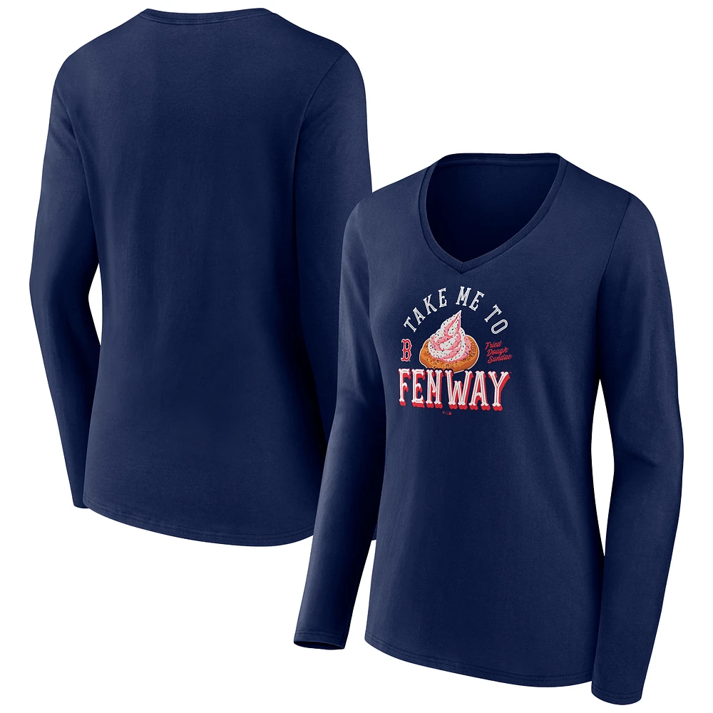 Women's Navy Boston Red Sox Take Me to Fenway V-Neck Long Sleeve T-Shirt
