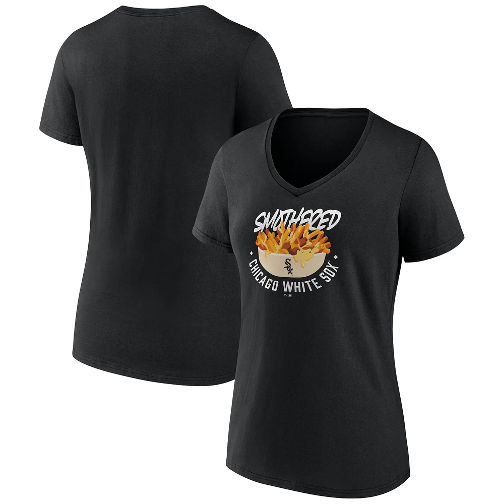 Women's Black Chicago White Sox Smothered Fries V-Neck T-Shirt