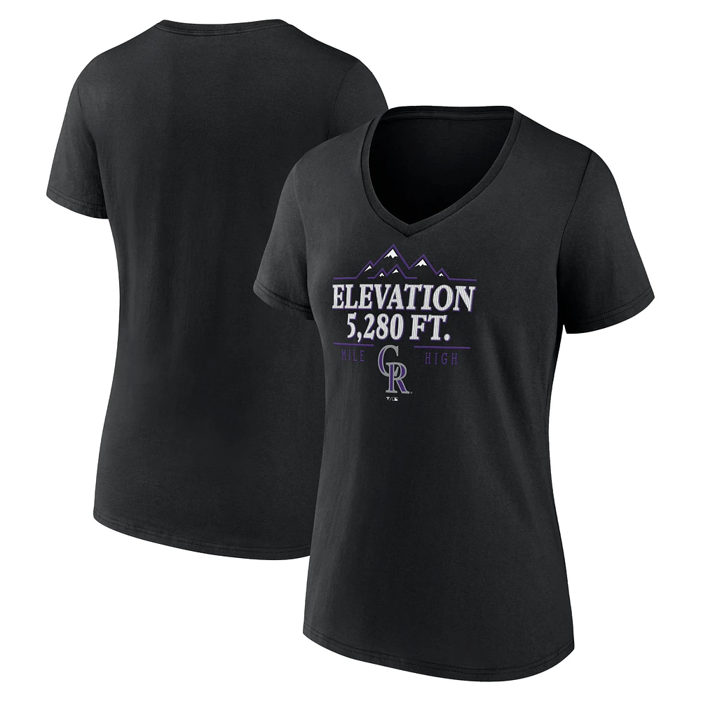 Women's Black Colorado Rockies Elevation V-Neck T-Shirt