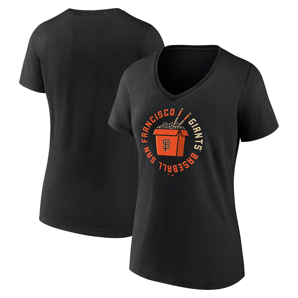 Women's Black San Francisco Giants Noodles V-Neck T-Shirt
