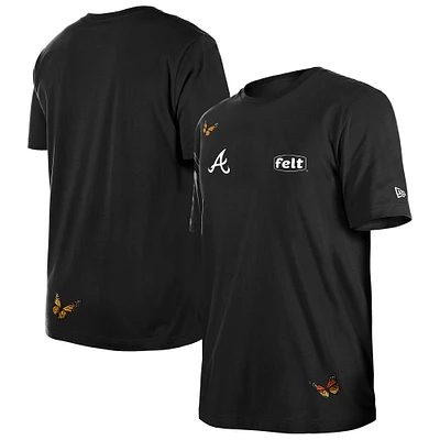 Men's New Era x Felt Black Atlanta Braves T-Shirt