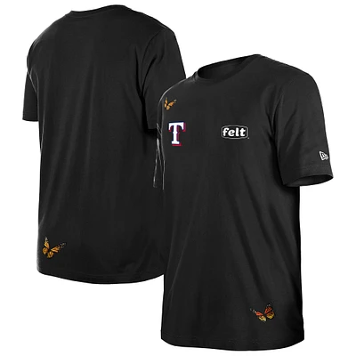 Men's New Era x Felt Black Texas Rangers T-Shirt