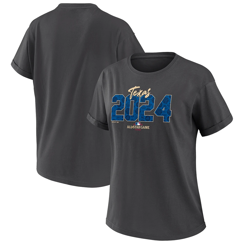 Women's WEAR by Erin Andrews Charcoal 2024 MLB All-Star Game Boyfriend T-Shirt