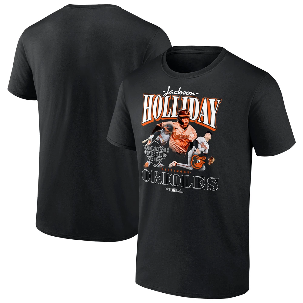 Men's Jackson Holliday Black Baltimore Orioles Welcome to the Show T-Shirt