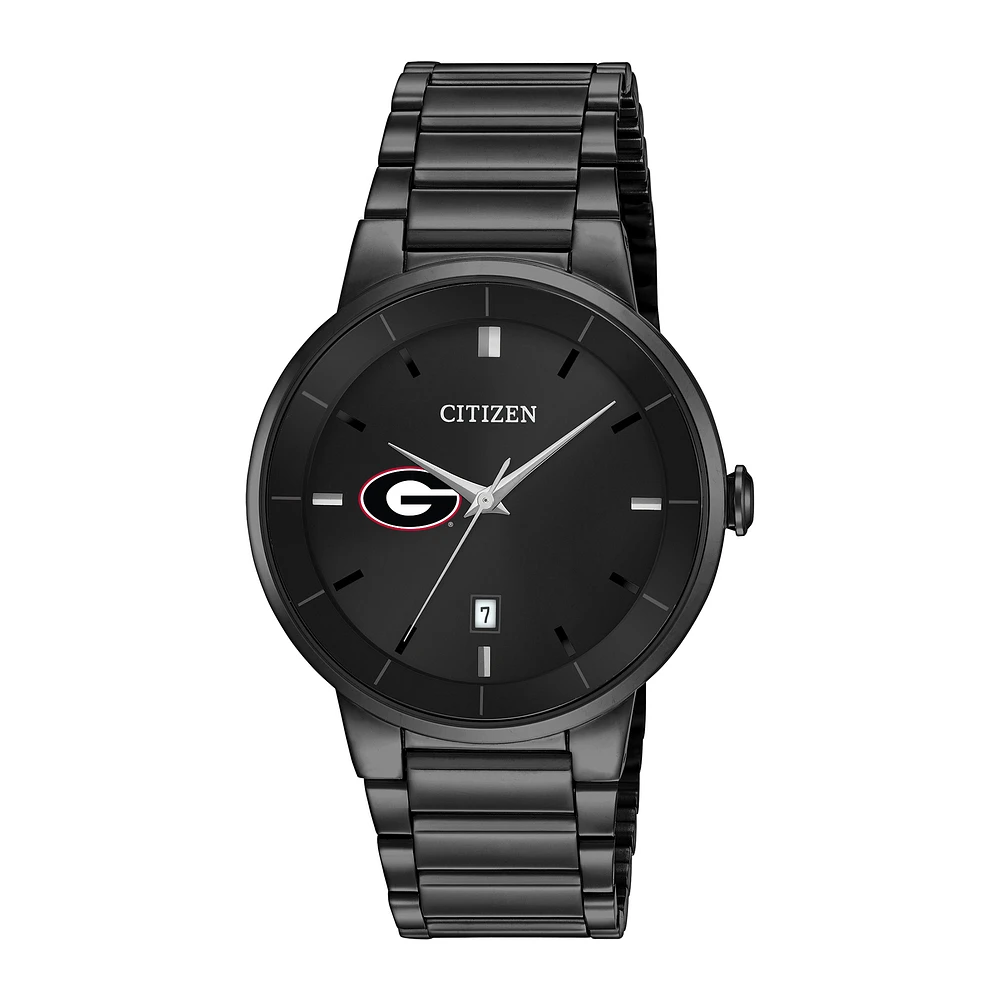Men's Citizen Watch Black Georgia Bulldogs Stainless Steel Watch