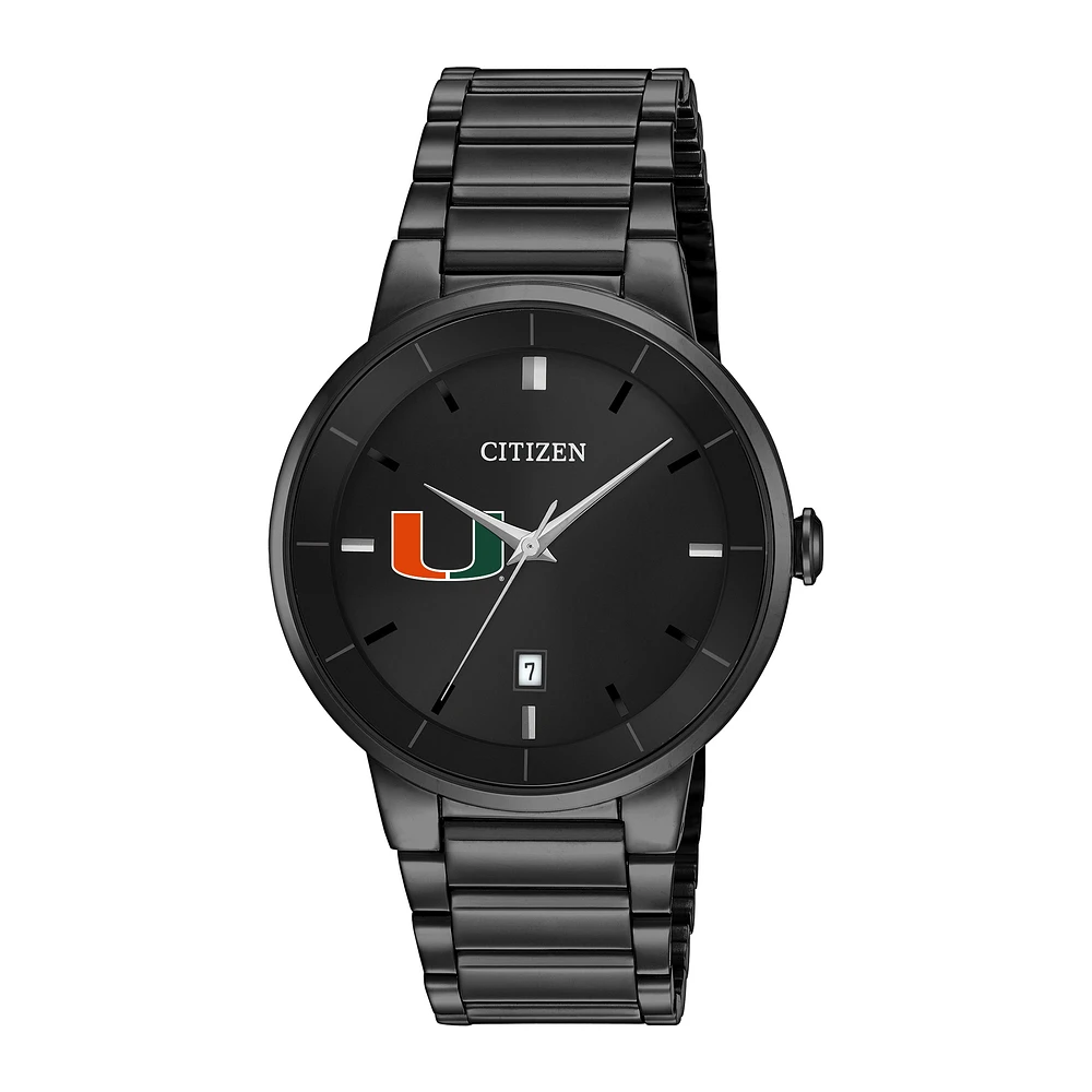 Men's Citizen Watch Black Miami Hurricanes Stainless Steel Watch