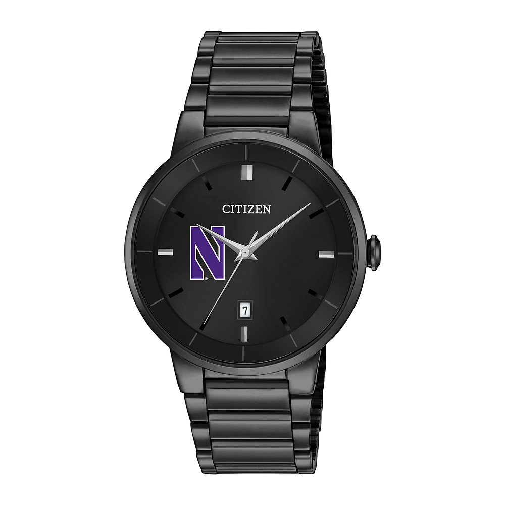 Men's Citizen Watch Black Northwestern Wildcats Stainless Steel Watch