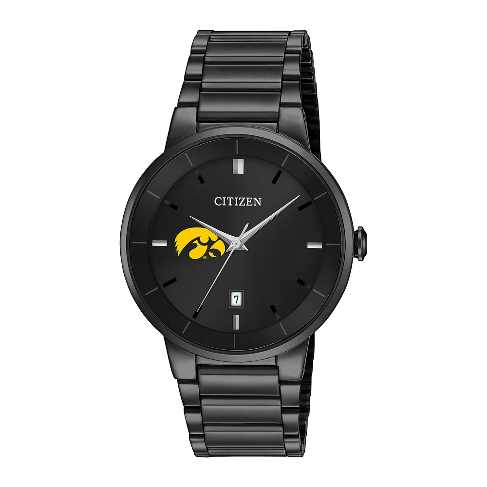 Men's Citizen Watch Black Iowa Hawkeyes Stainless Steel Watch