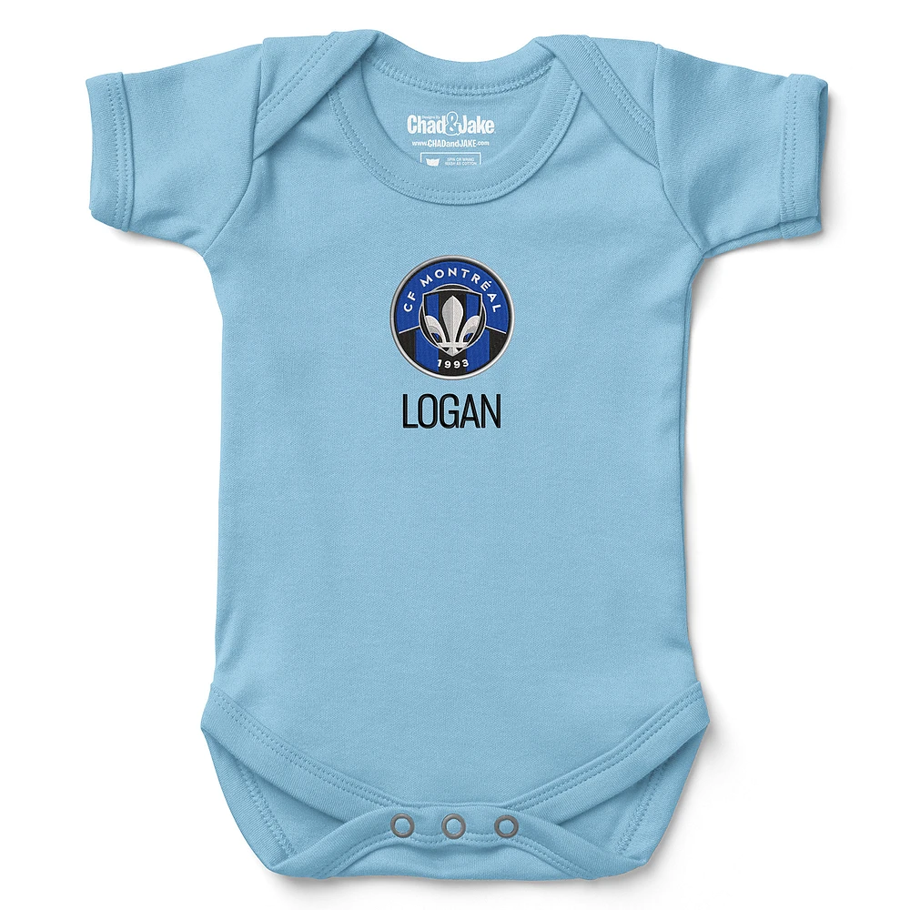 Infant Chad & Jake Light Blue CF Montreal Logo Personalized Bodysuit