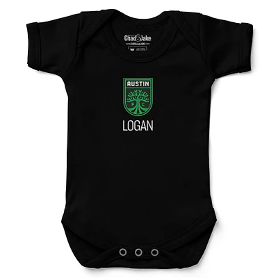 Infant Chad & Jake Black Austin FC Logo Personalized Bodysuit