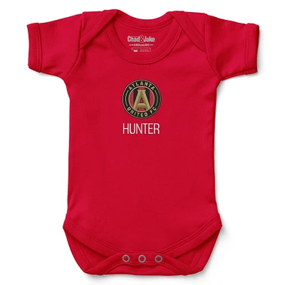 Infant Chad & Jake Red Atlanta United FC Logo Personalized Bodysuit
