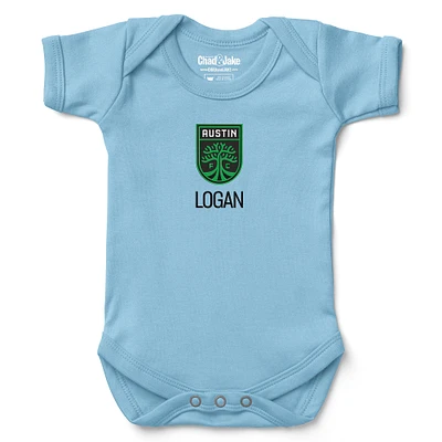 Infant Chad & Jake Light Blue Austin FC Logo Personalized Bodysuit