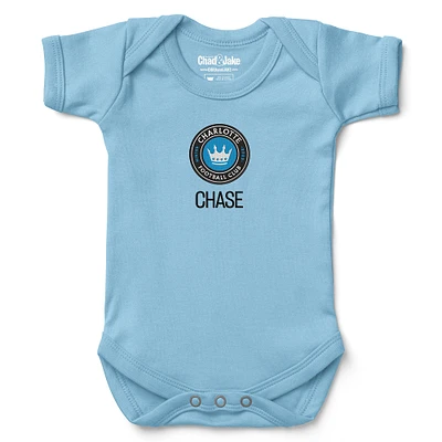 Infant Chad & Jake Light Blue Charlotte FC Logo Personalized Bodysuit