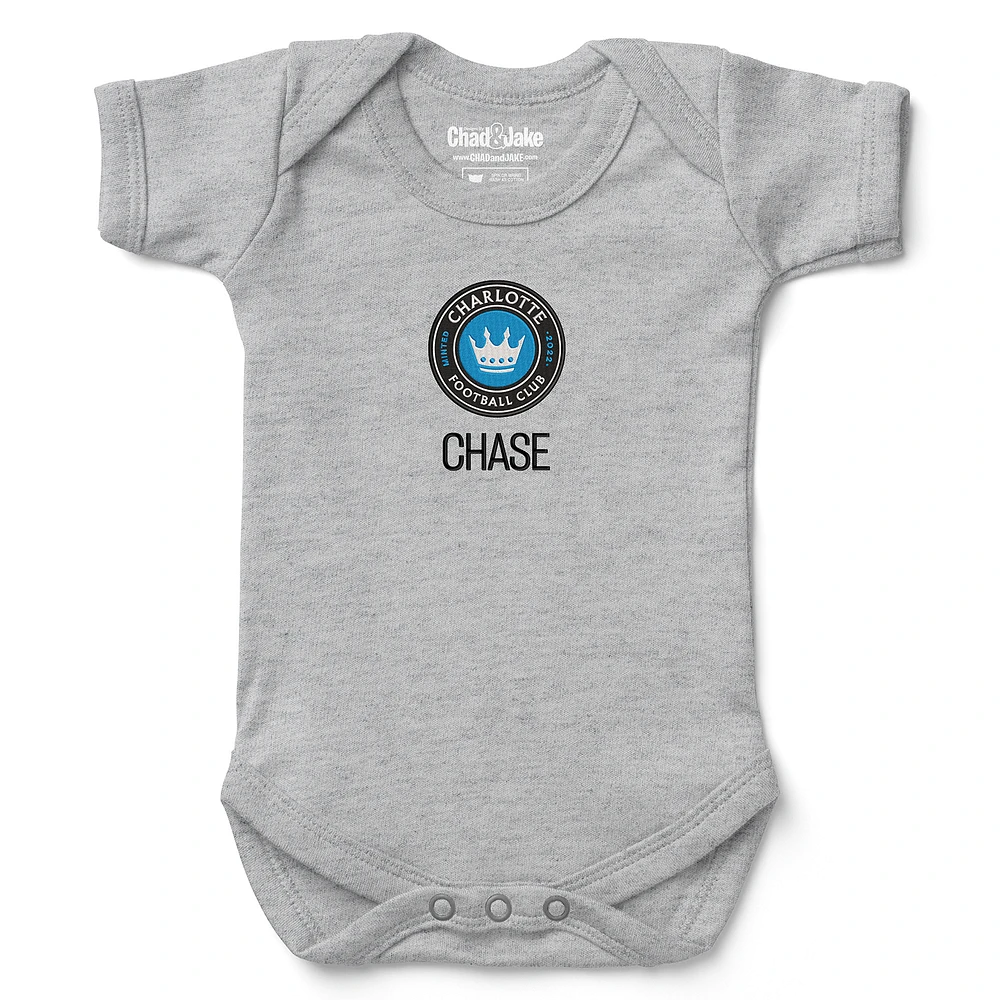 Infant Chad & Jake Heather Gray Charlotte FC Logo Personalized Bodysuit