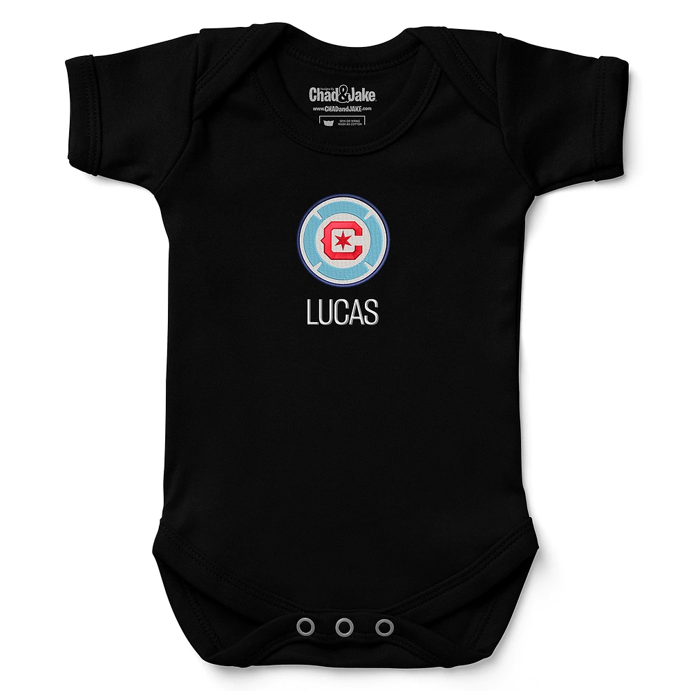 Infant Chad & Jake Black Chicago Fire Logo Personalized Bodysuit