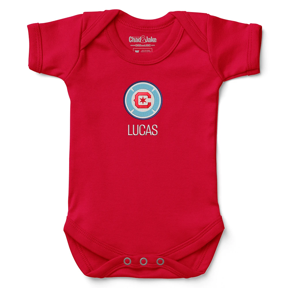 Infant Chad & Jake Red Chicago Fire Logo Personalized Bodysuit