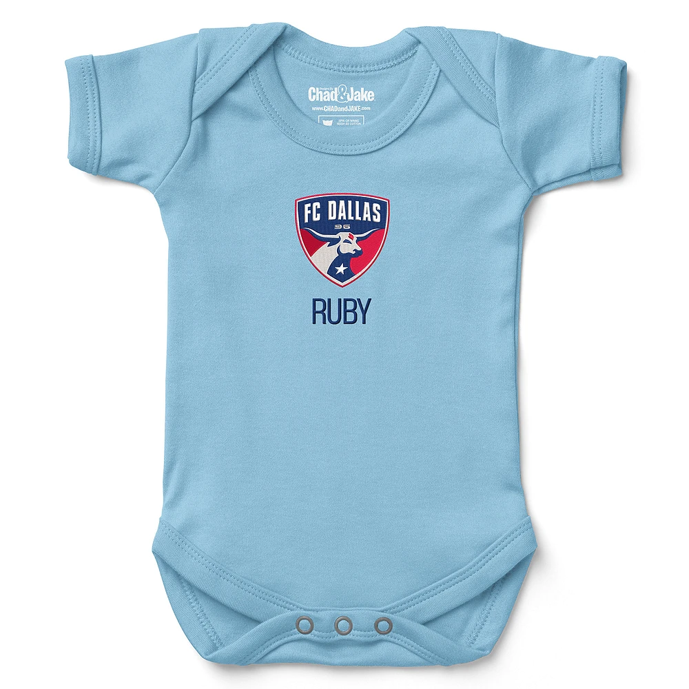 Infant Chad & Jake Light Blue FC Dallas Logo Personalized Bodysuit
