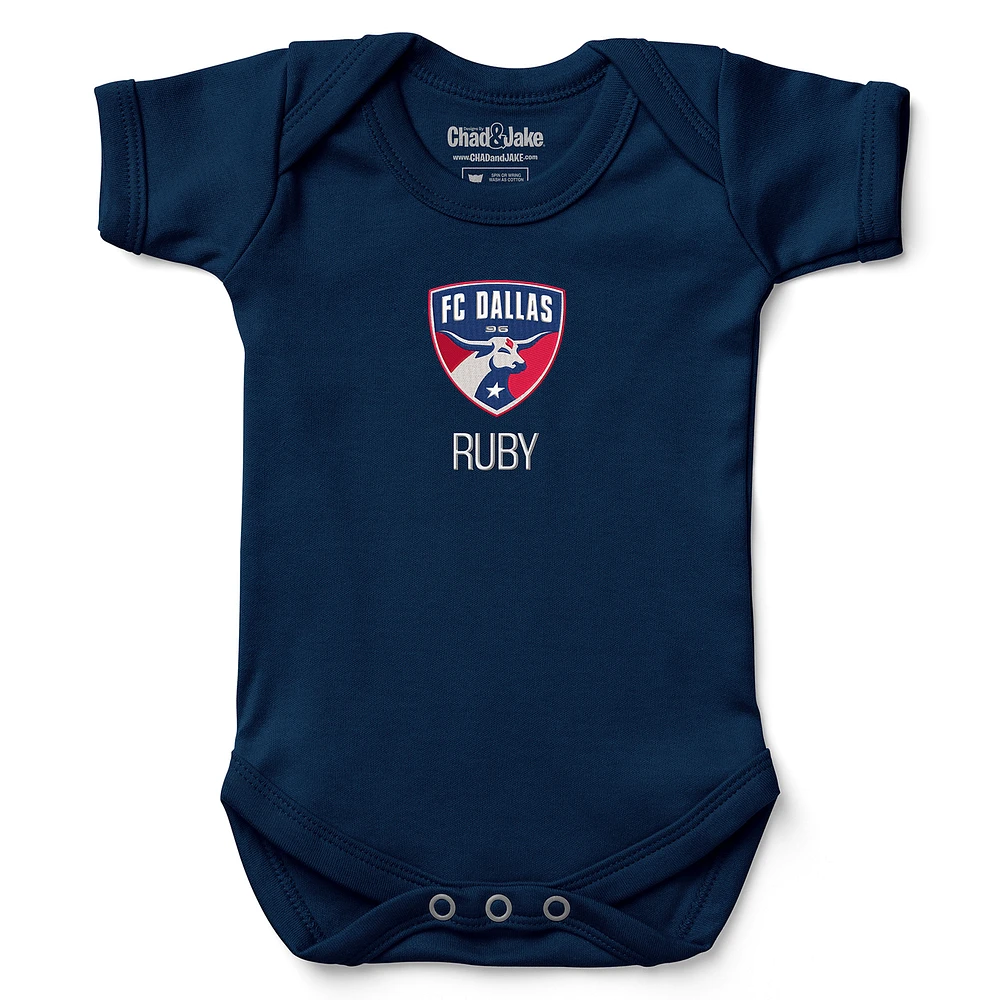 Infant Chad & Jake Navy FC Dallas Logo Personalized Bodysuit
