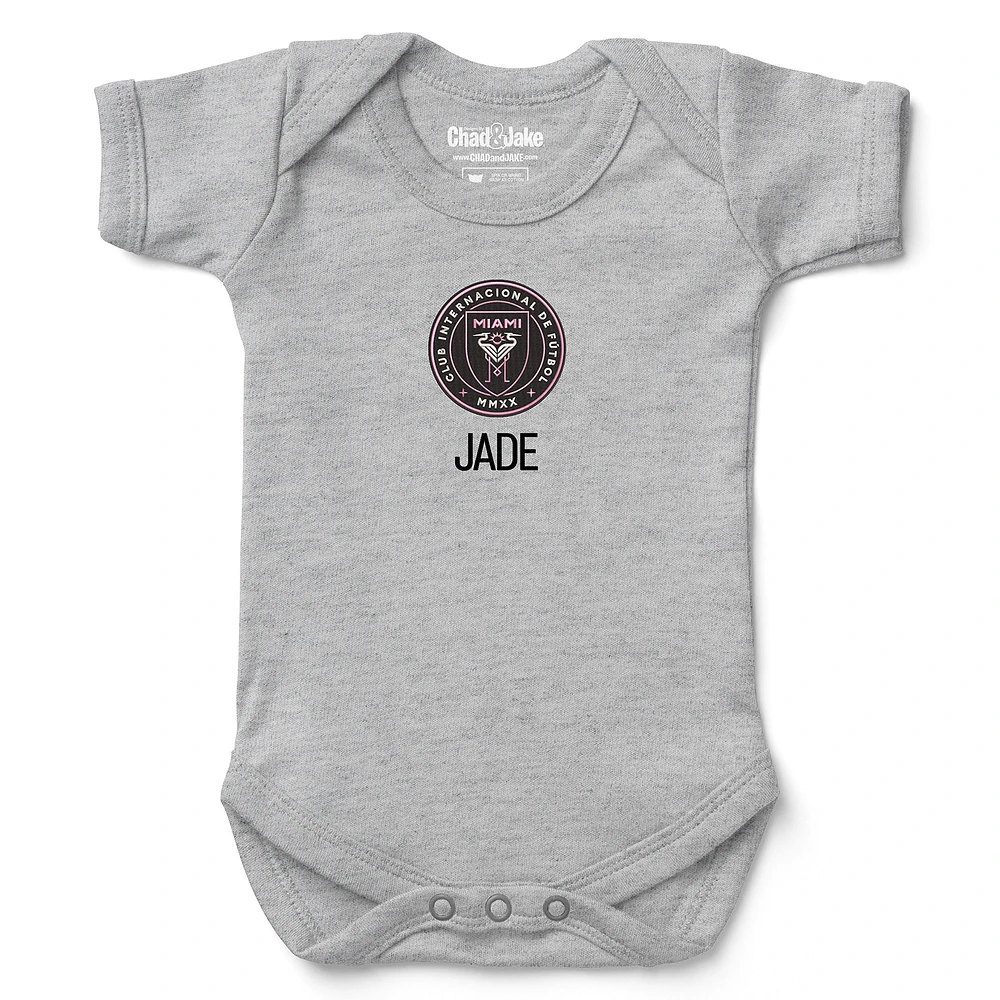 Infant Chad & Jake Heather Gray Inter Miami CF Logo Personalized Bodysuit