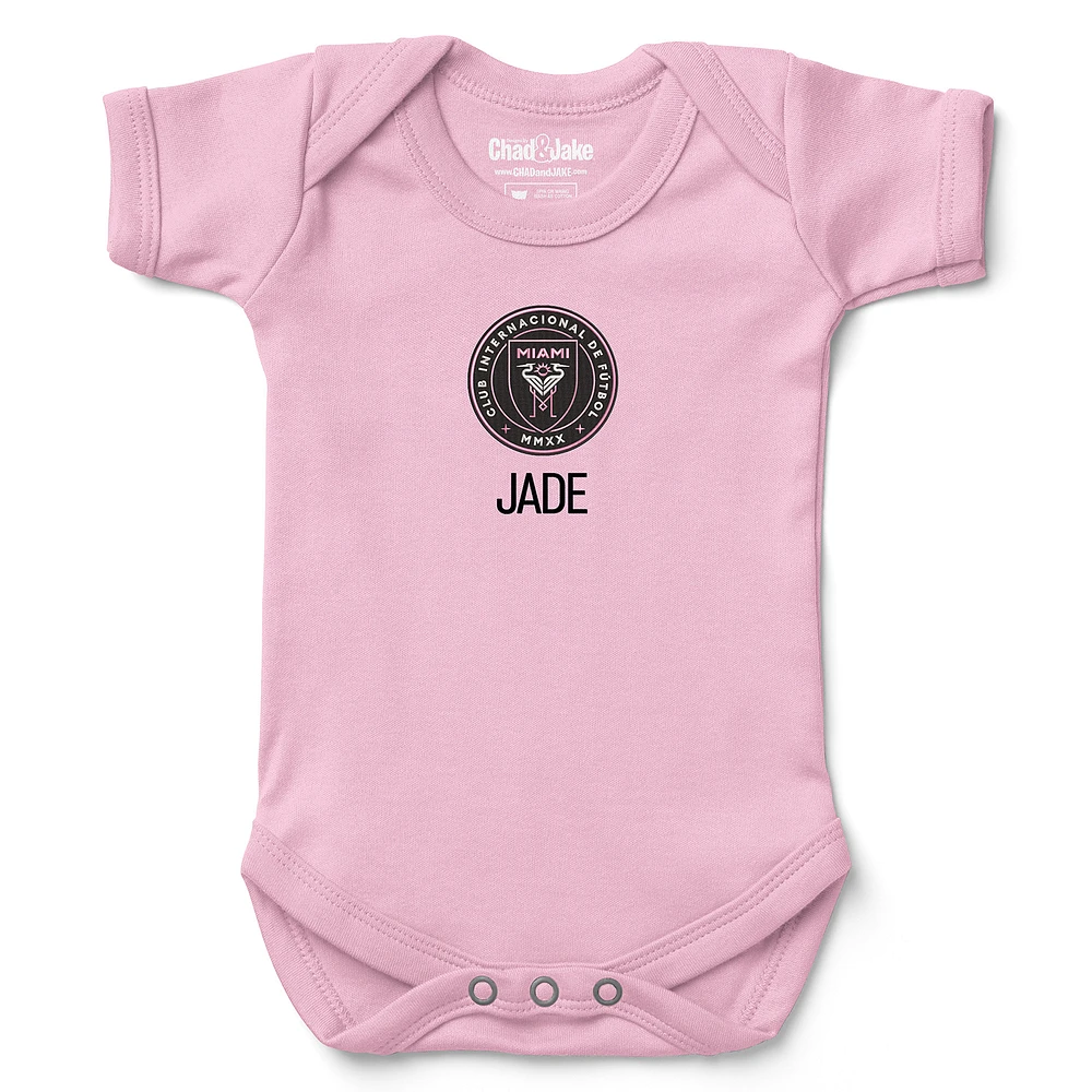 Infant Chad & Jake Light Pink Inter Miami CF Logo Personalized Bodysuit